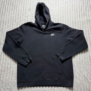 Nike Men's Black Pullover Fleece Hoodie Logo Drawstring Pocket Hooded Size L